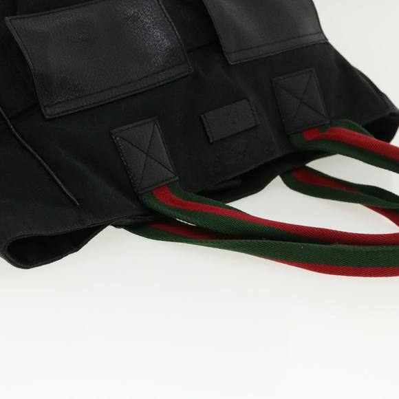 GUCCI GG Canvas Web Sherry Line Hand Bag Black Red Green 161836 Auth 36566 - Picture 6 of 16